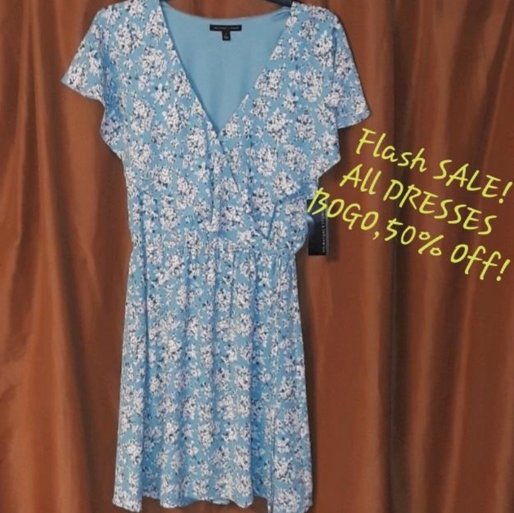 *Signature Studio Midi Dress drawstring waist Blue